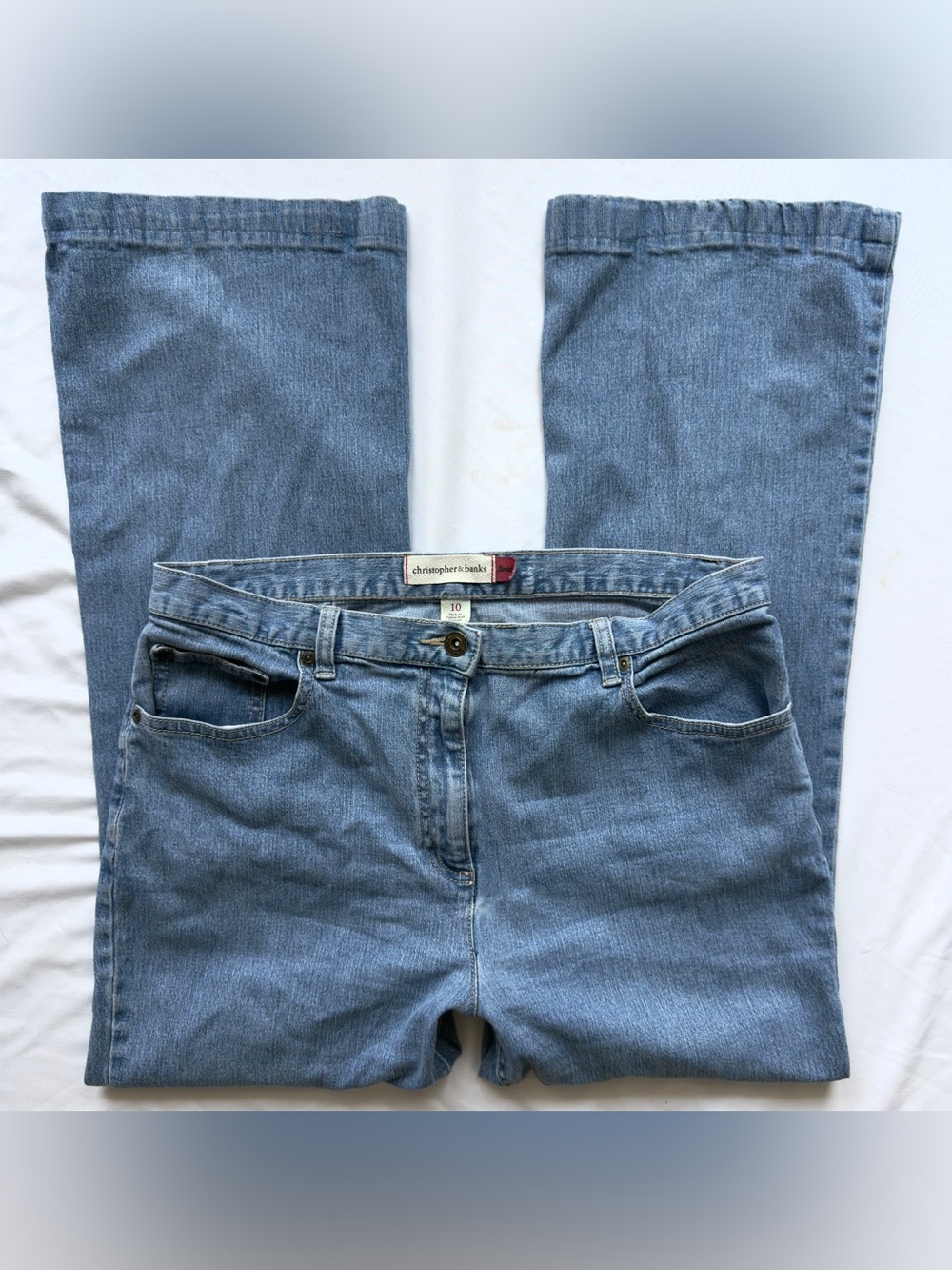 vintage christopher & banks light wash high rise flare jeans size 10
